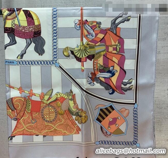 Reasonable Price Hermes Mask Rider Silk Square Scarf 90x90cm H62313 Grey 2021