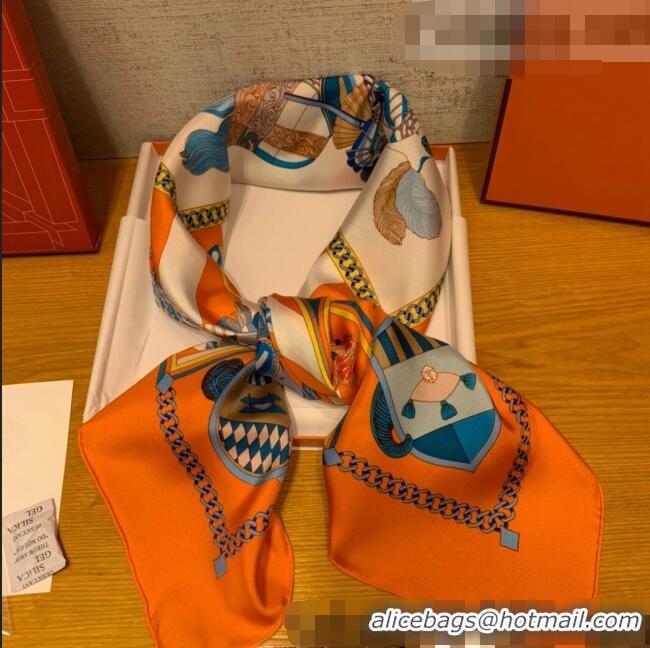 New Fashion Hermes Mask Rider Silk Square Scarf 90x90cm H62313 Orange 2021