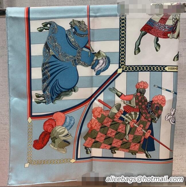 Well Crafted Hermes Mask Rider Silk Square Scarf 90x90cm H62313 Blue 2021