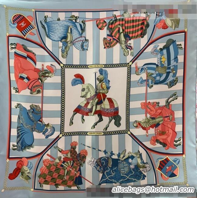 Well Crafted Hermes Mask Rider Silk Square Scarf 90x90cm H62313 Blue 2021