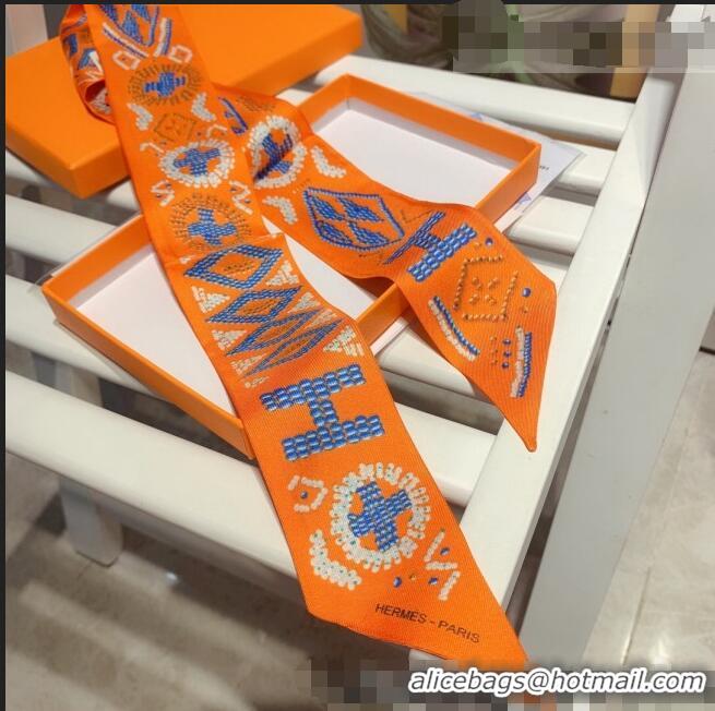 Super Quality Hermes Twilly Silk Bandeau Scarf 5x86cm H62541 Orange 2021