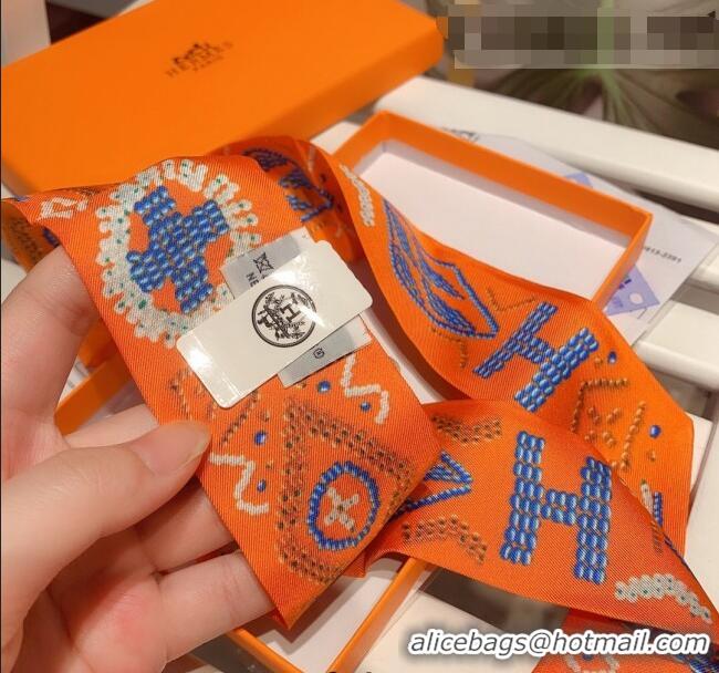 Super Quality Hermes Twilly Silk Bandeau Scarf 5x86cm H62541 Orange 2021