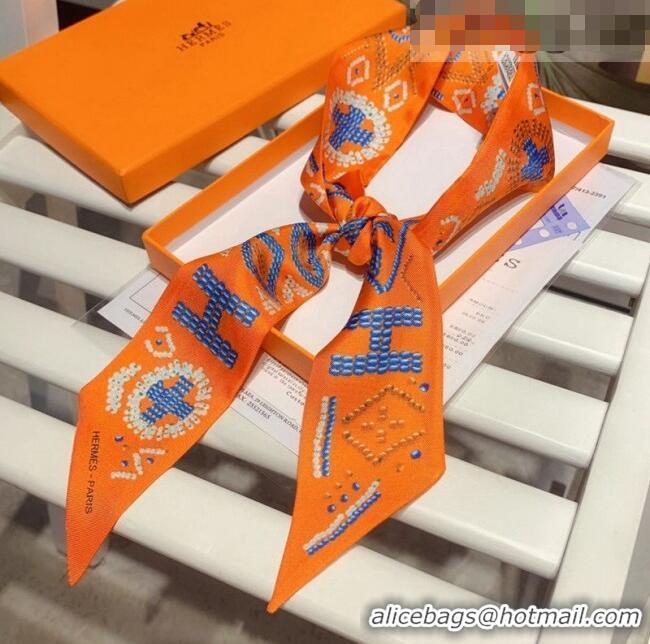 Super Quality Hermes Twilly Silk Bandeau Scarf 5x86cm H62541 Orange 2021