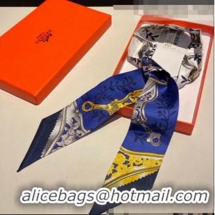 Cheap Hermes Stirrup Twilly Silk Bandeau Scarf H62542 Blue 2021 