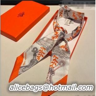 Most Popular Hermes Stirrup Twilly Silk Bandeau Scarf H62542 White 2021