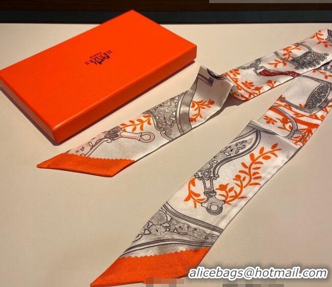 Most Popular Hermes Stirrup Twilly Silk Bandeau Scarf H62542 White 2021