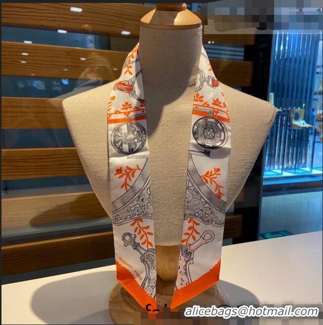 Most Popular Hermes Stirrup Twilly Silk Bandeau Scarf H62542 White 2021