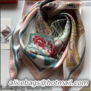 New Style Hermes Saddle Pad Print Twilly Silk Square Scarf 90x90cm H81714 Pink 2021