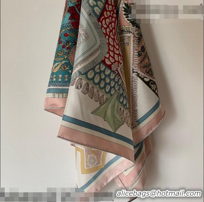 New Style Hermes Saddle Pad Print Twilly Silk Square Scarf 90x90cm H81714 Pink 2021