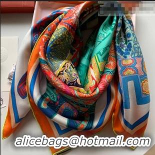 Good Product Hermes Saddle Pad Print Twilly Silk Square Scarf 90x90cm H81714 Orange 2021