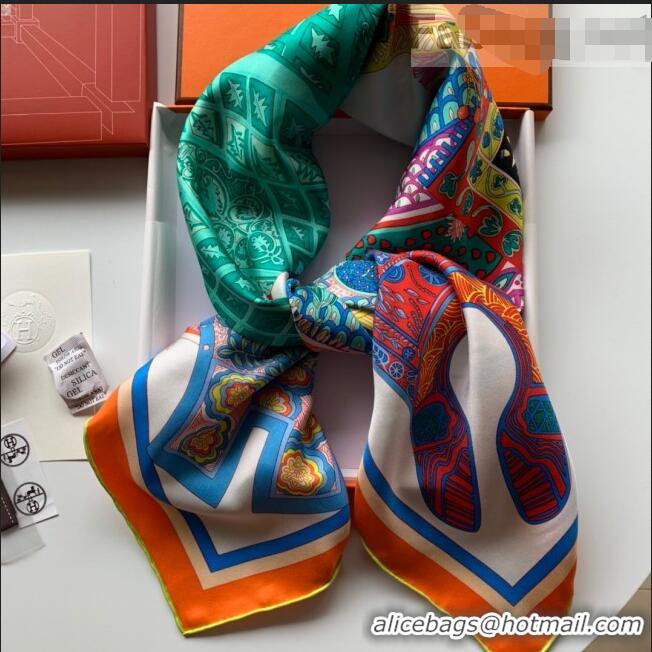 Good Product Hermes Saddle Pad Print Twilly Silk Square Scarf 90x90cm H81714 Orange 2021