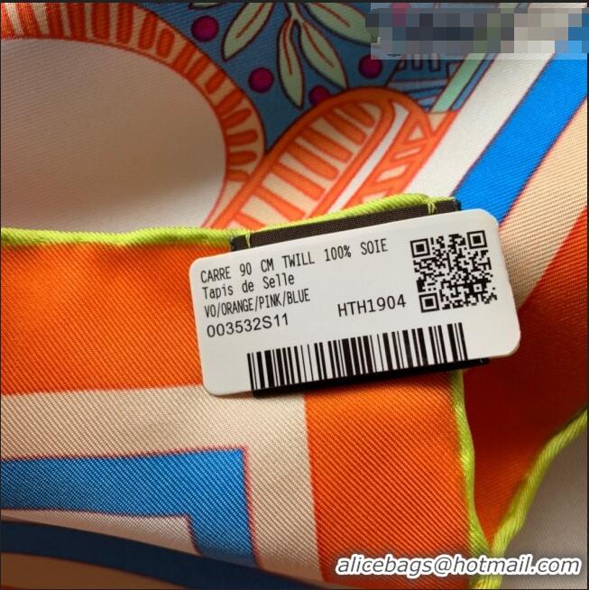 Good Product Hermes Saddle Pad Print Twilly Silk Square Scarf 90x90cm H81714 Orange 2021