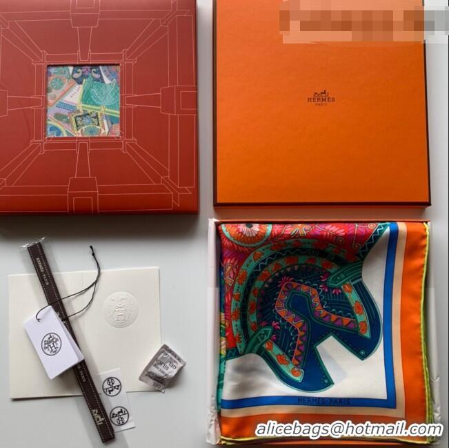 Good Product Hermes Saddle Pad Print Twilly Silk Square Scarf 90x90cm H81714 Orange 2021