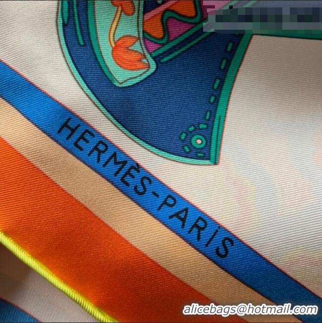 Good Product Hermes Saddle Pad Print Twilly Silk Square Scarf 90x90cm H81714 Orange 2021