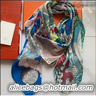 Buy Cheap Hermes Univer Cashmere Silk Sqaure Shawl Scarf 140x140cm H81717 Blue 2021