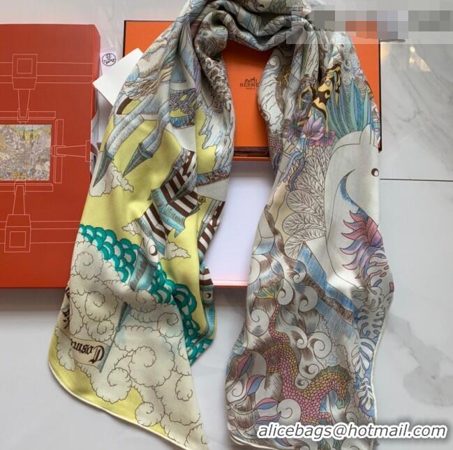 Popular Style Hermes Univer Cashmere Silk Sqaure Shawl Scarf 140x140cm H81717 Yellow 2021