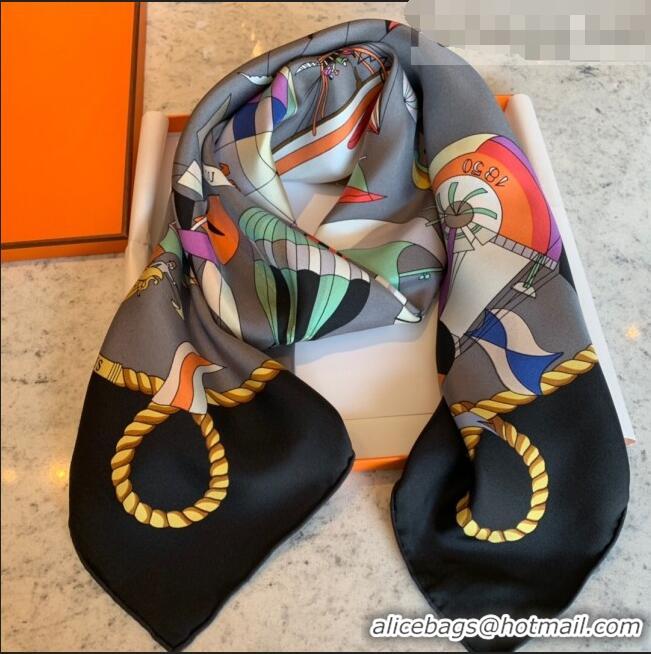 Buy Classic Hermes Sky Wings Twilly Silk Square Scarf 90x90cm H81806 Black 2021