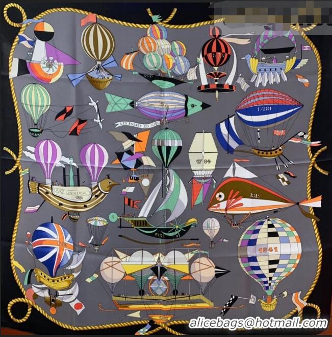 Buy Classic Hermes Sky Wings Twilly Silk Square Scarf 90x90cm H81806 Black 2021