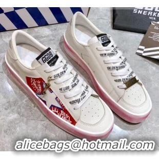 Best Grade Golden Goose Graffiti White Calfskin Sneaker Red  051130