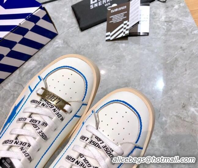 Low Price Golden Goose Graffiti White Calfskin Sneaker Blue 051131