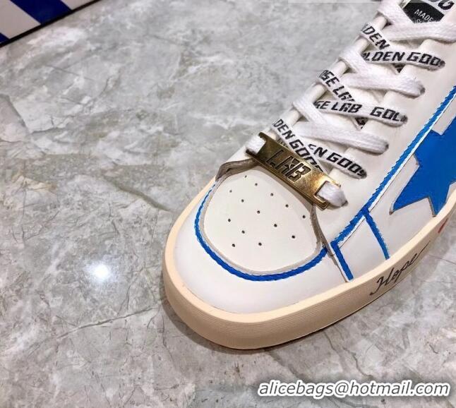 Low Price Golden Goose Graffiti White Calfskin Sneaker Blue 051131