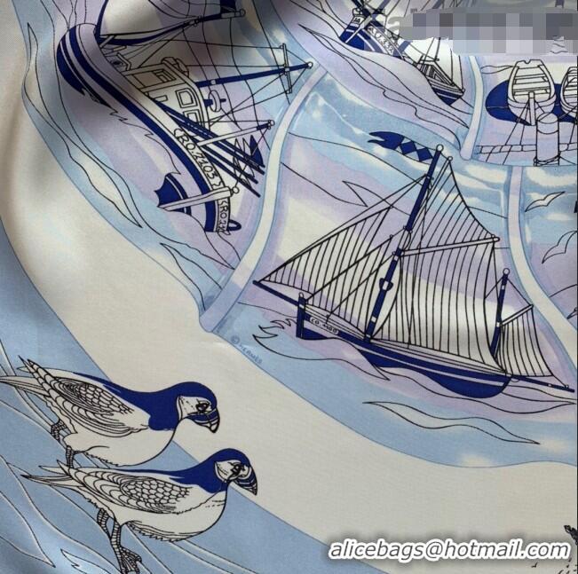 Big Promotional Hermes Sea Snail Twilly Silk Square Scarf 90x90cm H81806 Blue 2021