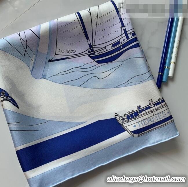 Big Promotional Hermes Sea Snail Twilly Silk Square Scarf 90x90cm H81806 Blue 2021