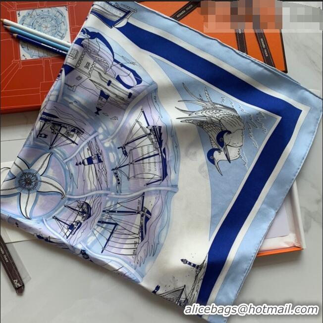 Big Promotional Hermes Sea Snail Twilly Silk Square Scarf 90x90cm H81806 Blue 2021