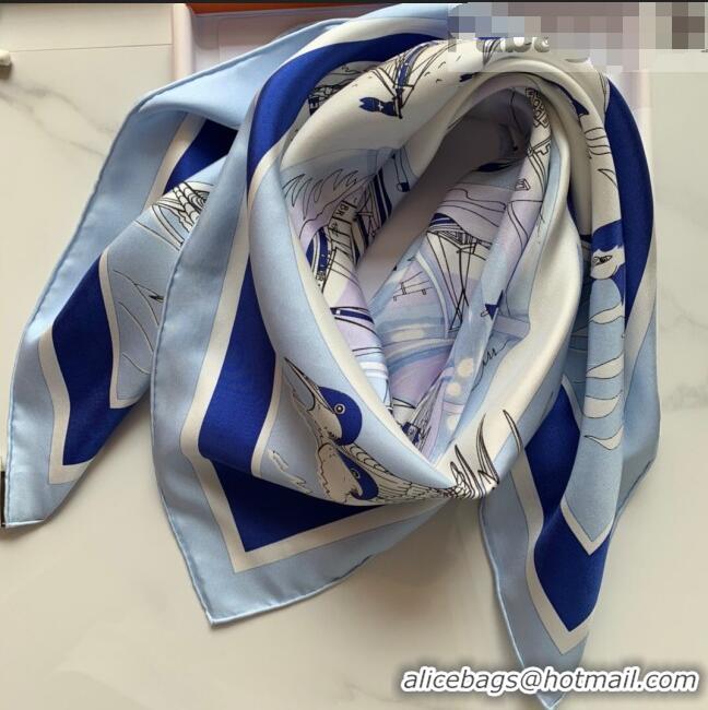 Big Promotional Hermes Sea Snail Twilly Silk Square Scarf 90x90cm H81806 Blue 2021