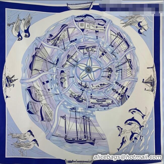 Big Promotional Hermes Sea Snail Twilly Silk Square Scarf 90x90cm H81806 Blue 2021