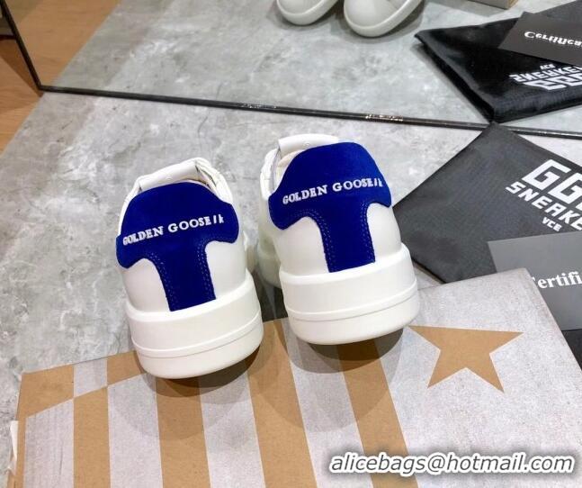 Low Cost Golden Goose Purestar White Calfskin Sneaker Blue 051134