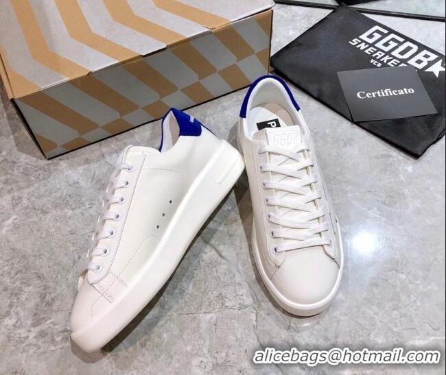 Low Cost Golden Goose Purestar White Calfskin Sneaker Blue 051134