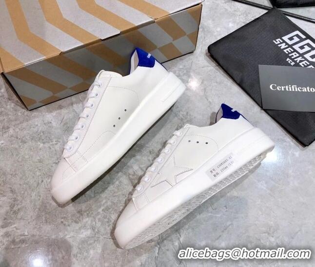 Low Cost Golden Goose Purestar White Calfskin Sneaker Blue 051134