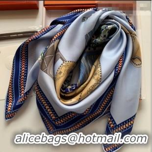 Good Product Hermes Prairie Saddle Twilly Silk Square Scarf 90x90cm H81807 Blue 2021