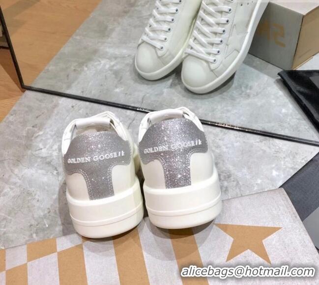 Good Quality Golden Goose Purestar White Calfskin Sneaker Silver 051135