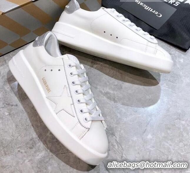 Good Quality Golden Goose Purestar White Calfskin Sneaker Silver 051135