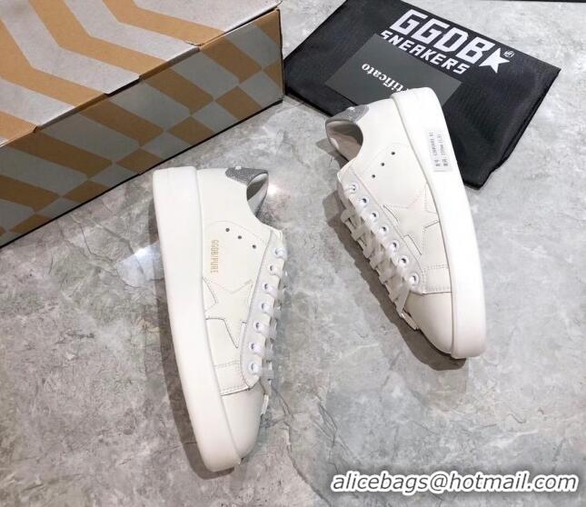 Good Quality Golden Goose Purestar White Calfskin Sneaker Silver 051135