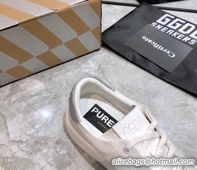 Good Quality Golden Goose Purestar White Calfskin Sneaker Silver 051135