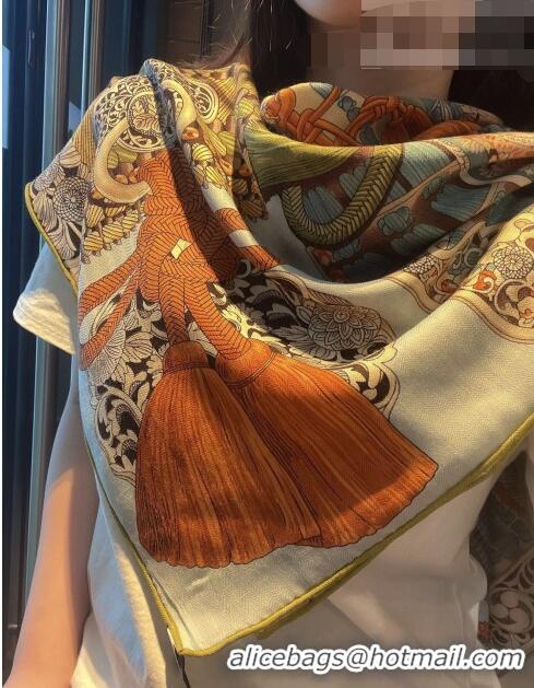 Well Crafted Hermes Cashmere and Silk Shawl 140 Scarf HS05 Grey 2021