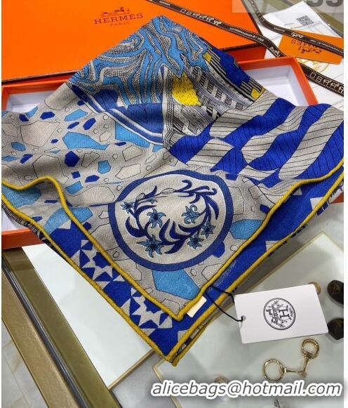 Low Price Hermes La Danse des Amazones shawl 140 Cashmere and Silk Scarf H04052 Blue/Grey 2021