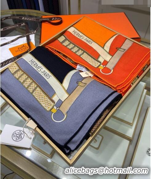 Good Product Hermes Saddle Shawl 140 Cashmere and Silk Scarf H04054 Orange 2021