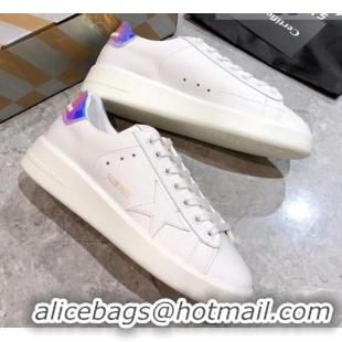 Luxurious Golden Goose Purestar White Calfskin Sneaker Purple 051136