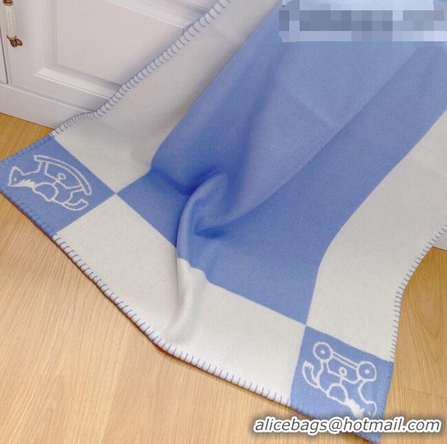 Luxury Discount Hermes Wool & Cashmere Baby Blanket HB93013 Blue 2021