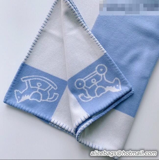 Luxury Discount Hermes Wool & Cashmere Baby Blanket HB93013 Blue 2021