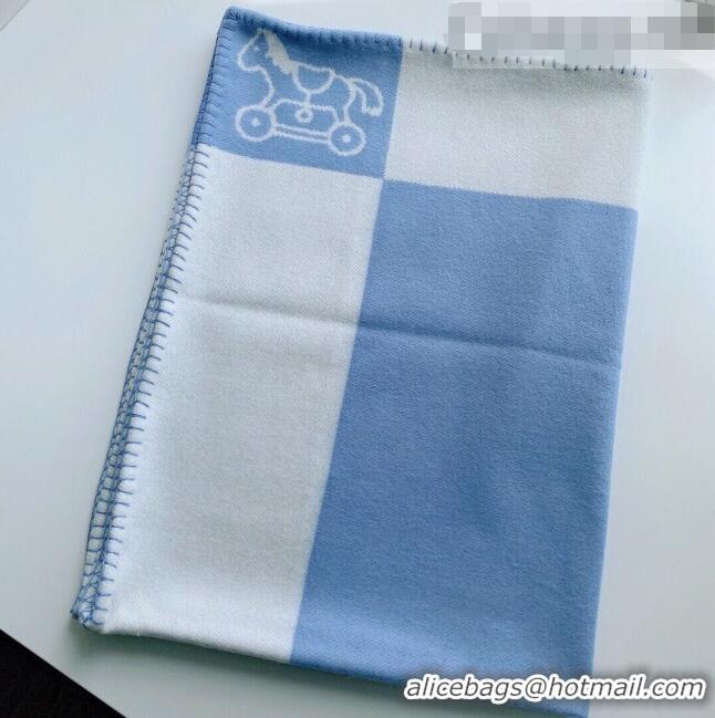 Luxury Discount Hermes Wool & Cashmere Baby Blanket HB93013 Blue 2021