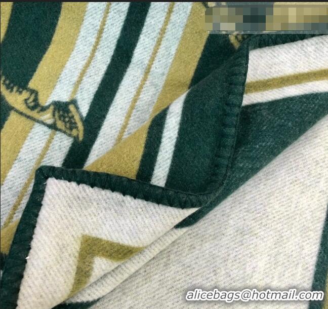 Buy Discount Hermes Wool Cashmere Blanket 165x135cm Green 2021 21100732