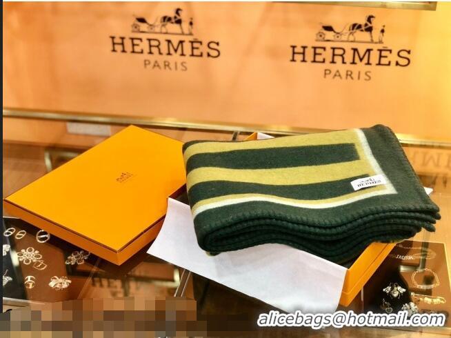 Buy Discount Hermes Wool Cashmere Blanket 165x135cm Green 2021 21100732