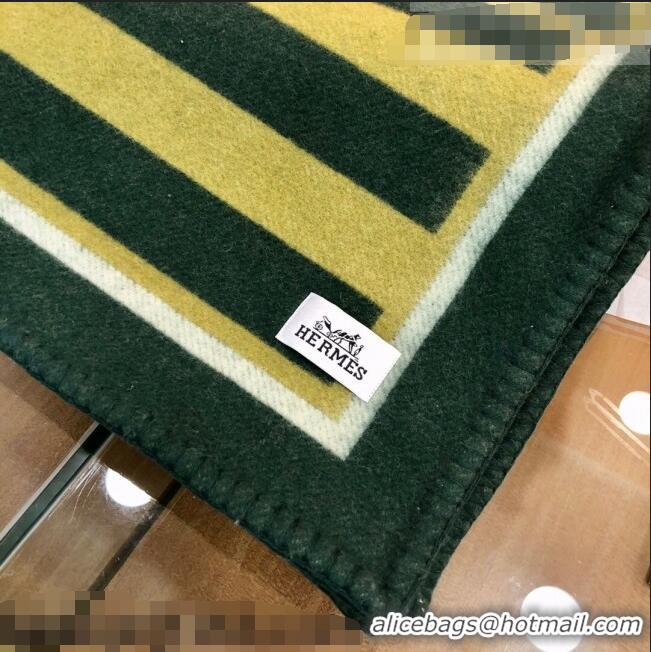 Buy Discount Hermes Wool Cashmere Blanket 165x135cm Green 2021 21100732