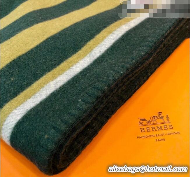 Buy Discount Hermes Wool Cashmere Blanket 165x135cm Green 2021 21100732