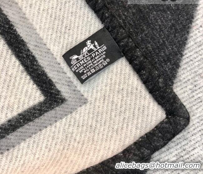 Classic Hermes Wool Cashmere Blanket 165x135cm Black 2021 21100733